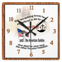 Jesus Christ & American Soldier Square Clock #2 wall clocks
