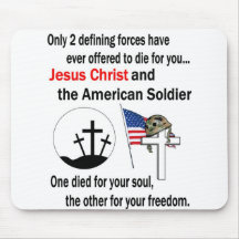 Jesus Christ and the American Soldier 2nd Version Mouse Pads