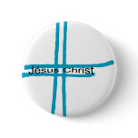 Jésus Christ croix bleue buttons