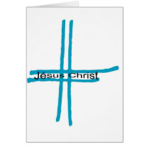 Jésus Christ croix bleue Greeting Cards