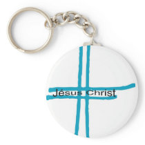 Jésus Christ croix bleue Key Chains