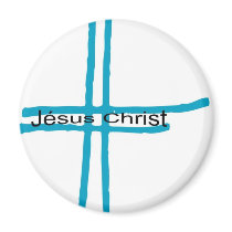 Jésus Christ croix bleue Refrigerator Magnets