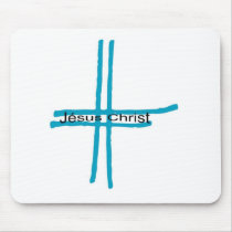 Jésus Christ croix bleue Mousepad