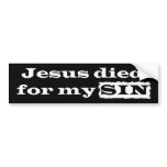 Jesus Died for my SIN Bumper Sticker bumper stickers