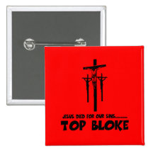 Jesus died for our sins pinback buttons