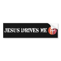 Jesus Drives Me black Christian bumper sticker