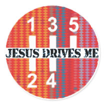 Jesus Drives Me Christian stickers