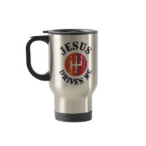 Jesus Drives Me Christian travel mug