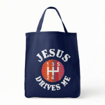 Jesus Drives Me cloth tote bag (dark)