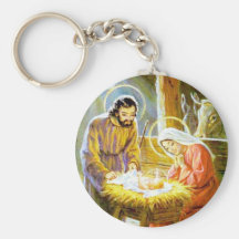 Jesus In The Manger Christmas Nativity Key Chain