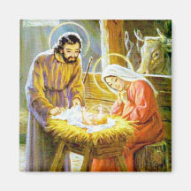 Jesus In The Manger Christmas Nativity Fridge Magnets