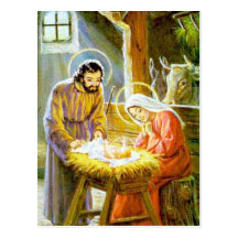 Jesus In The Manger Christmas Nativity Postcard
