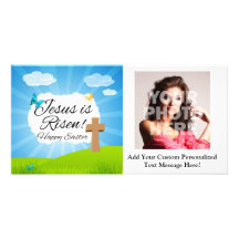 Jesus is Risen, Christian Easter Personalized Photo Card