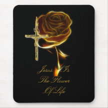 JESUS IS THE FLOWER OF LIFE MOUSE PADS