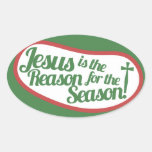 Jesus is the Reason for the Season Oval Stickers