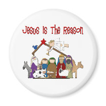 Jesus Is the Reason Manger Scene Refrigerator Magnet