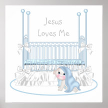 Jesus Loves Me Baby Boy Nursery Art 25x25 Print