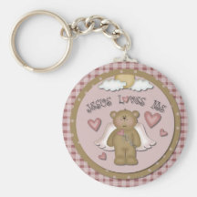 Jesus Loves Me Teddy Bear Angel Keychain