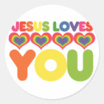 Jesus Loves you Round Stickers