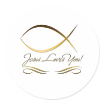 Jesus Loves You Round Stickers