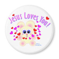 Jesus loves you teddy bear design refrigerator magnets