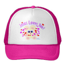 Jesus loves you teddy bear design mesh hat