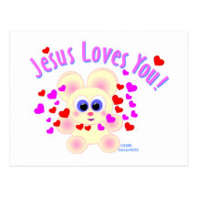 Jesus loves you teddy bear design postcards