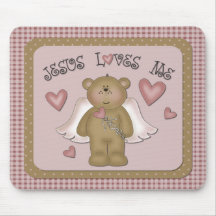Jésus m'aime ange Mousepad d'ours de nounours Tapis De Souris