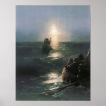 Jésus marchant sur l'eau, peinture d'Ivan Aivazovs Affiche