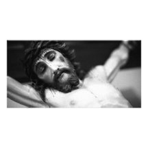 Jesus on the cross personalized photo card