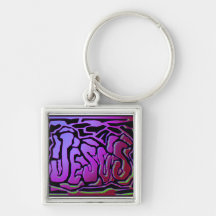Jesus purple neon Christian gift design Key Chain