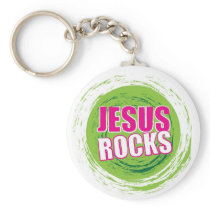 Jesus Rocks 3 Green Keychain