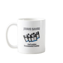 Jesus saves and backups coffee mug