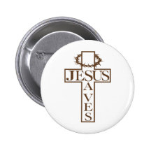 jesus saves brown pinback buttons