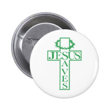 jesus saves green buttons