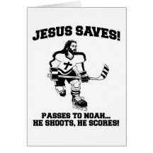 Jesus Saves Hockey funny tshirt Card