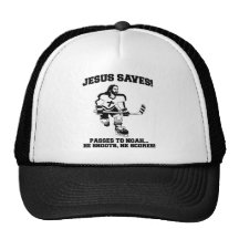 Jesus Saves Hockey funny tshirt Mesh Hats