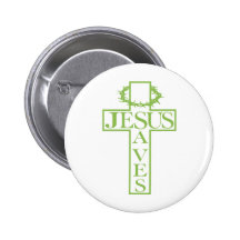 jesus saves lime green pinback buttons
