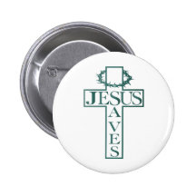 jesus saves teal gradient pinback buttons