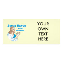 JESUS SAVES WITH COUPONS CUSTOM RACK CARDS