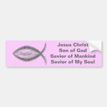 Jesus Saviour Fish Symbol Bumper Stickers