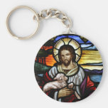Jesus The Good Shepherd Stained Glass Keychain