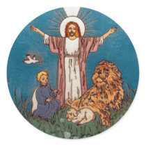 Jesus the Lion and the Lamb Round Sticker