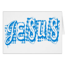 Jesus Tissus Bleu. Cartes De Vœux