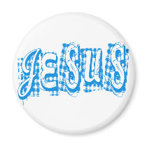 Jesus Tissus Bleu. Magnets Pour Réfrigérateur
