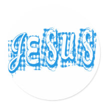 Jesus Tissus Bleu. Adhésifs Ronds