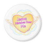 Jesus watches over me Christian gift design Fridge Magnets