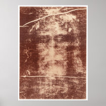 Jesus's Face Close up on the Shroud of Turin Print