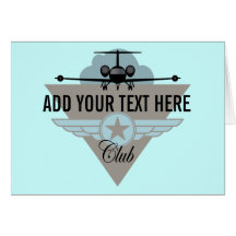 Jet Airplane Wing Club Greeting Cards