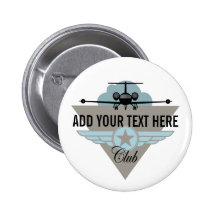 Jet Airplane Wing Club Pinback Button